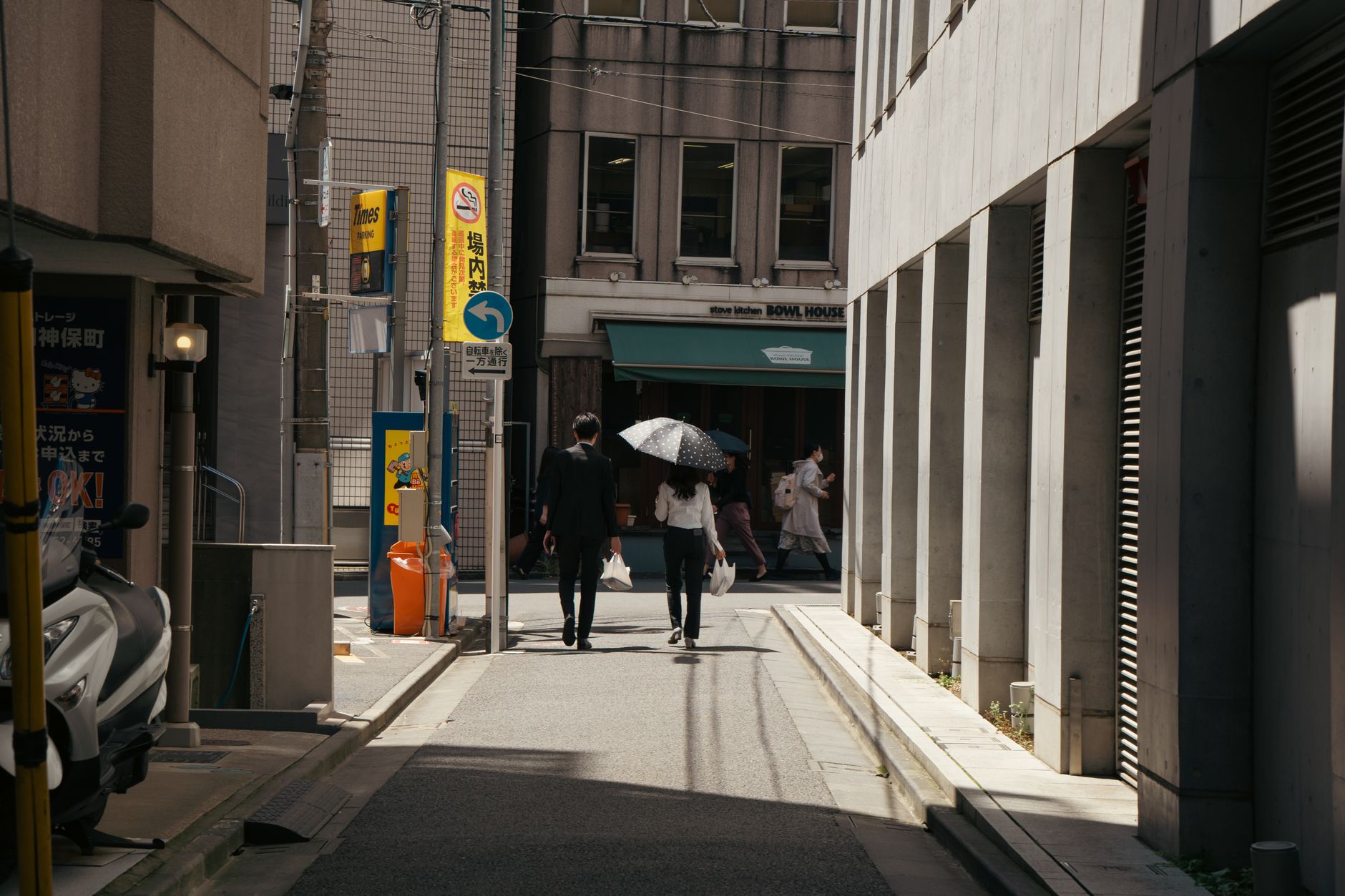 streets of tokyo business people with umbrella